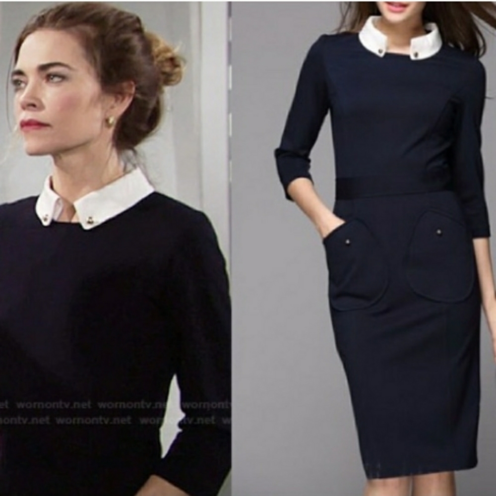 Victoria Victoria Beckham Navy Nitta Collar Dress
